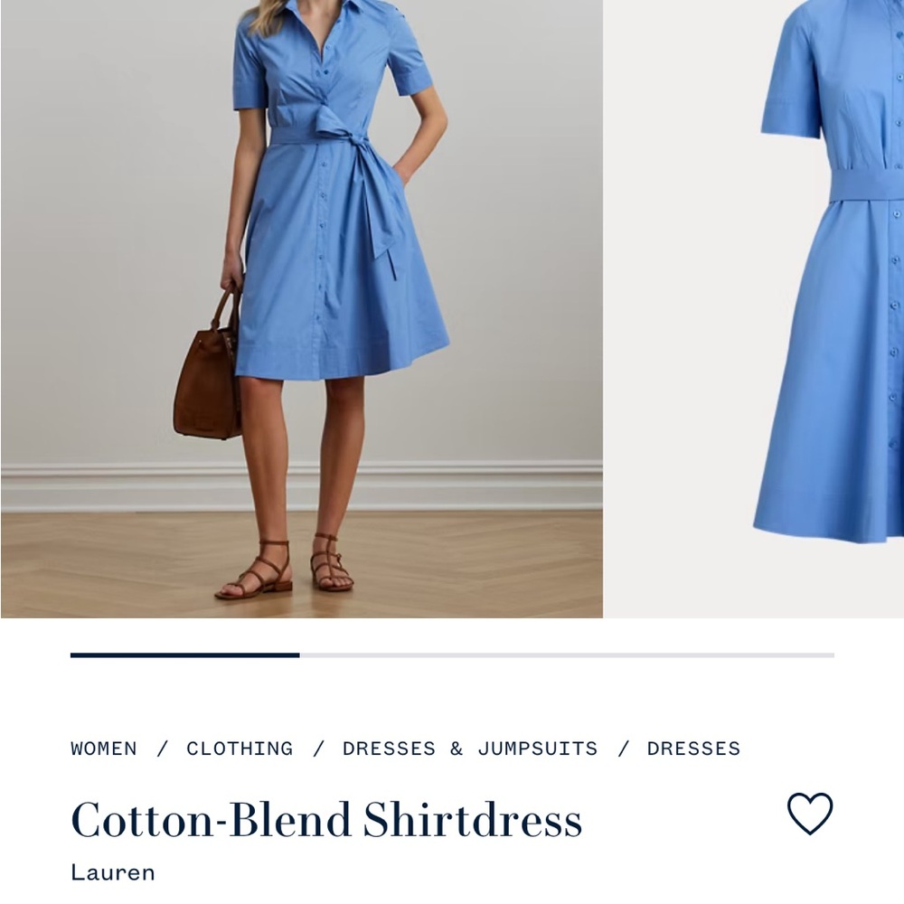 Ralph Lauren Blue Cotton-Blend Shirtdress new with tags